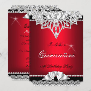 Prinses Quinceanera Meisje Rood Zwart 15e Verjaard Kaart