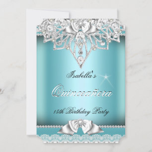 Prinses Quinceanera Meisje Turkoois Kant 15de Fees Kaart