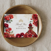 Prinses Quinceanera - Rode Rozen Verjaardag Bedankkaart