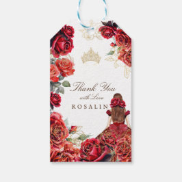 Prinses Quinceanera - Rode Rozen Verjaardag Cadeaulabel