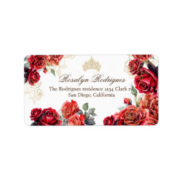 Prinses Quinceanera - Rode Rozen Verjaardag Etiket