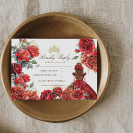 Prinses Quinceanera - Rode Rozen Verjaardag RSVP Kaartje