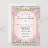 Prinses Quinceanera Roze Goud 15e Verjaardag Kaart (Achterkant)