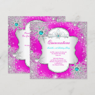 Prinses Quinceanera Roze Turquoise Winter Wonderla Kaart