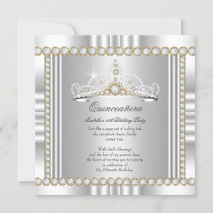 Prinses Quinceanera Tiara Goud Zilver Wit Kaart