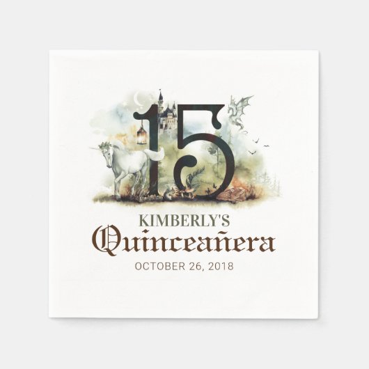 Prinses Quinceanera Verjaardag Servet (Voorkant)