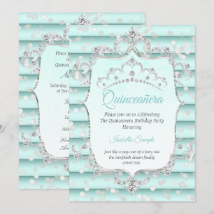 Prinses Quinceanera zachte turkooisblauwe diamant Kaart
