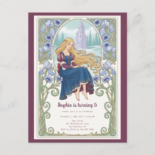 Prinses Rapunzel Castle Tower Verjaardag Briefkaart (Voorkant)