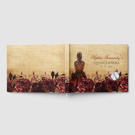  prinses Red Butterfly Quinceañera Gastenboek (Volledig)
