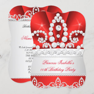 Prinses Red Diamond Diadeem Verjaardagsfeestje Kaart