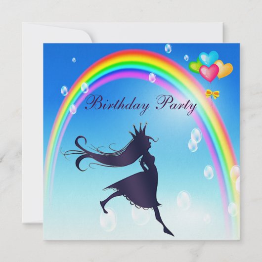 prinses, regenboog, bubbels en ballonnen van de ve kaart (Achterkant)