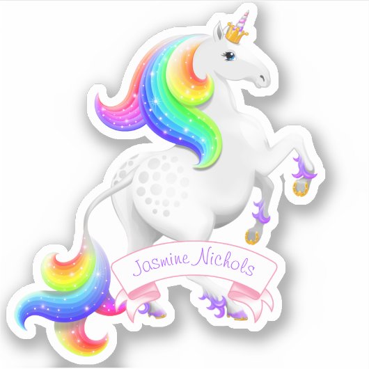  prinses regenboog eenhoorn sticker (Voorkant)