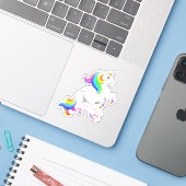 prinses regenboog eenhoorn sticker (Laptop met iPhone)