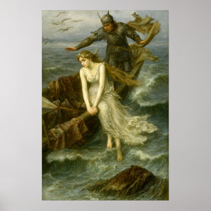 Prinses & Ridder Op Zee Middeleeuwse Fantasie Kuns Poster