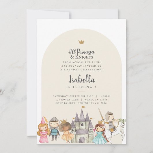 Prinses Ridder Verjaardag Uitnodiging (Voorkant)