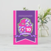Prinses ridders schild kinder 10e verjaardag uitno kaart (Staand voorkant)
