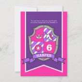 Prinses ridders schild kinder 6e verjaardagsuitnod kaart (Voorkant)