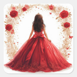 🌹 Prinses Roos Kunst Cadeau Voor Meisjes En Sproo Vierkante Sticker