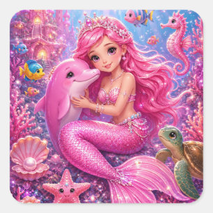 Prinses Rosabella Magische Roze Zeemeermin Sticker