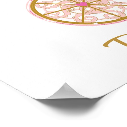 Prinses Royal Carriage Roze & Gouden Muur Kunst Poster (Hoek)