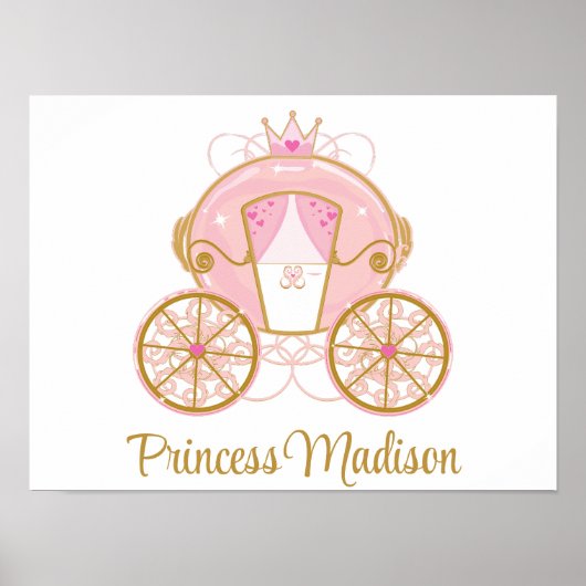 Prinses Royal Carriage Roze & Gouden Muur Kunst Poster (Voorkant)