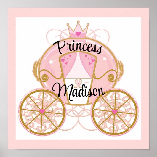 Prinses Royal Carriage Roze & Gouden Muur Kunst Poster (Voorkant)