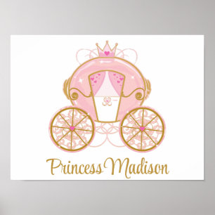 Prinses Royal Carriage Roze & Gouden Muurkunst Poster