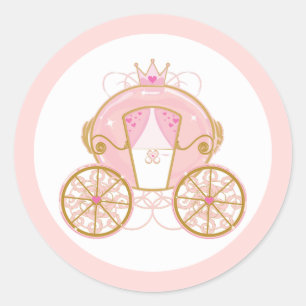 Prinses Royal Carriage Roze & Gouden Verjaardagsfe Ronde Sticker