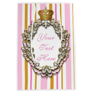 Prinses Royale Kroon Roze & Goud Gepersonaliseerde Medium Cadeauzakje