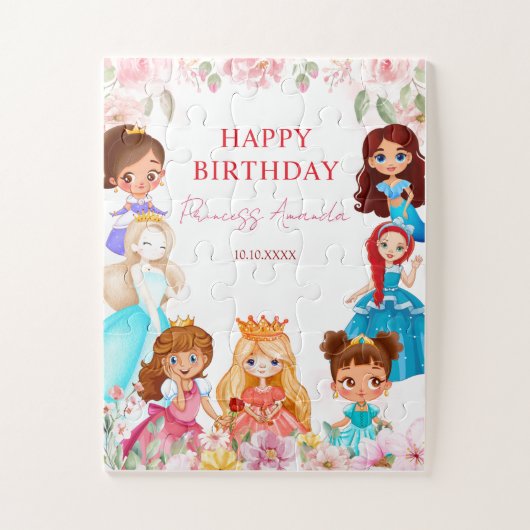 Prinses Royals Meisje Happy Birthday Games Puzzel (Verticaal)