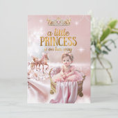 Prinses Roze Baby Shower Koets Bed Kaart (Staand voorkant)