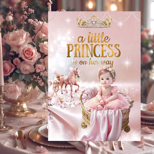 Prinses Roze Baby Shower Koets Bed Kaart