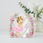 Prinses Roze Baby Shower Uitnodigingen (Staand voorkant)