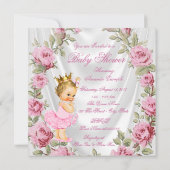 Prinses Roze Baby Shower Uitnodigingen (Achterkant)