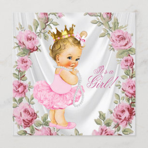 Prinses Roze Baby Shower Uitnodigingen