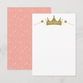 Prinses Roze en Goud Schrift Naam  Bedankkaart