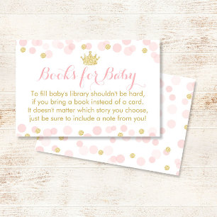 Prinses Roze en Gouden Baby shower Boeken Voor Bab Visitekaartjes