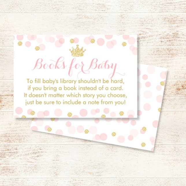 Prinses Roze en Gouden Baby shower Boeken Voor Bab Visitekaartjes (Creator heeft geüpload)