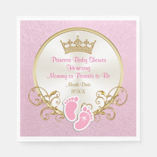 Prinses roze en gouden Baby showers servetten (Voorkant)