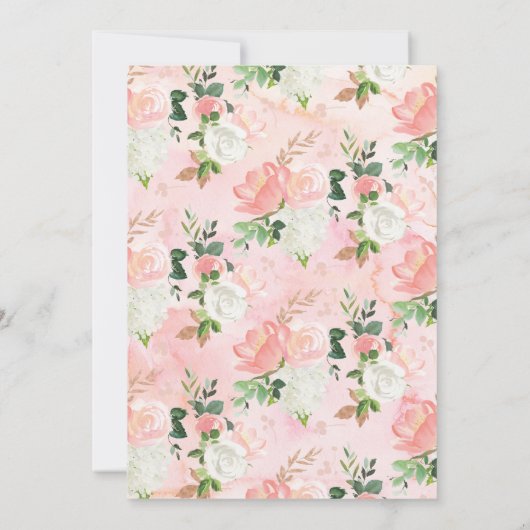 Prinses roze en gouden bloemen eerste verjaardag kaart (Achterkant)