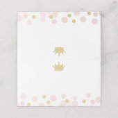 Prinses Roze en Gouden Glitter Confetti Eten Plaatskaartje (Buitenkant ongevouwen)