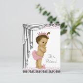 Prinses roze en grijs Baby Girl Shower Kaart (Staand voorkant)