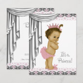 Prinses roze en grijs Baby Girl Shower Kaart (Voorkant / Achterkant)