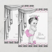 Prinses roze en grijs Baby Girl Shower Kaart (Voorkant / Achterkant)