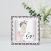  prinses roze en grijs Baby shower Kaart (Staand voorkant)