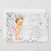  prinses roze en grijs doopsel kaart (Voorkant)