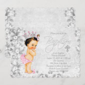  prinses roze en grijs doopsel kaart (Voorkant / Achterkant)