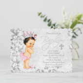  prinses roze en grijs doopsel kaart (Staand voorkant)