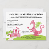 Prinses roze en groen Meisje Verjaardag uitnodigin Kaart (Voorkant)