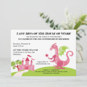 Prinses roze en groen Meisje Verjaardag uitnodigin Kaart (Staand voorkant)